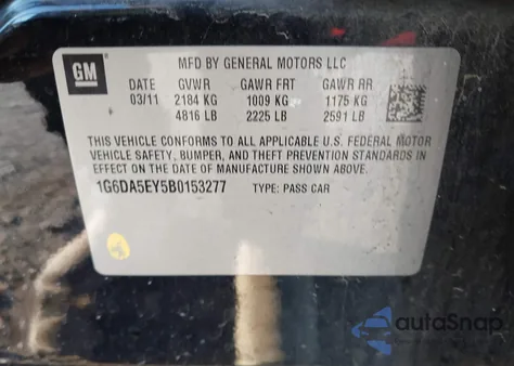 2011 Cadillac Cts Standard from USA, damaged, VIN 1G6DA5EY5B0153277